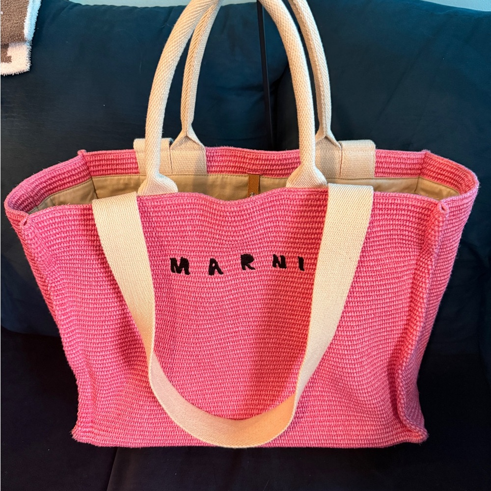 Marni Vibrant Pink and Cream Tote